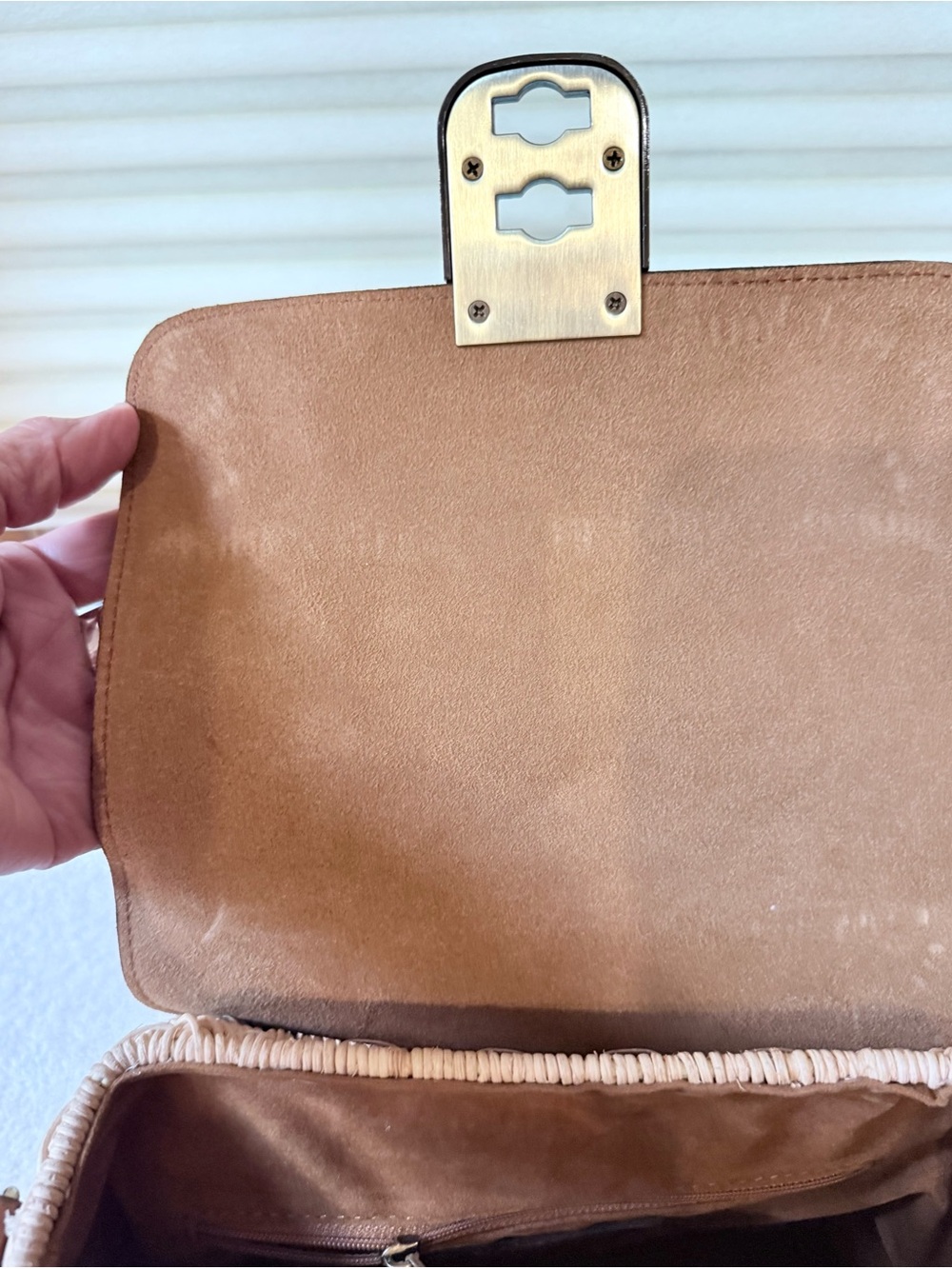 Patricia Nash Brown Leather & Natural Wicker Top-Handle Satchel - Picture 7 of 11